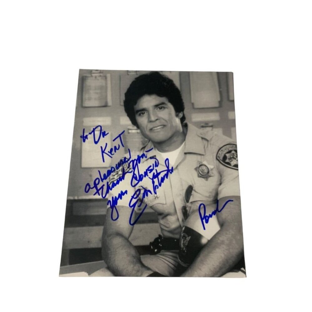 Signed Erik Estrada CHIPS 8x10 Photo Black White Personalized Autograph